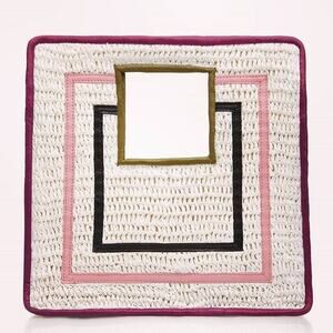 Sophie Anderson “The Raffia Aika” Handbag – White Woven Clutch with Purple Trim